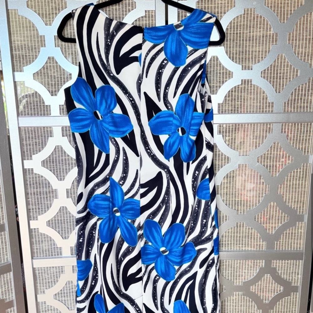 AGB Black and White Zebra Print Resort Sheath Dress - Picture 5 of 7